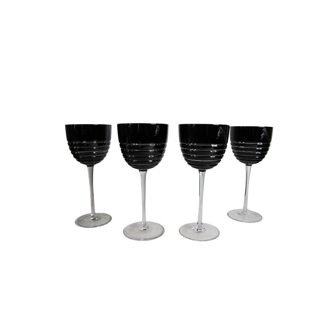 Pair of Black Crystal Wine Glass