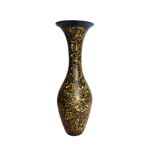 Brass Engraved Floral Vase