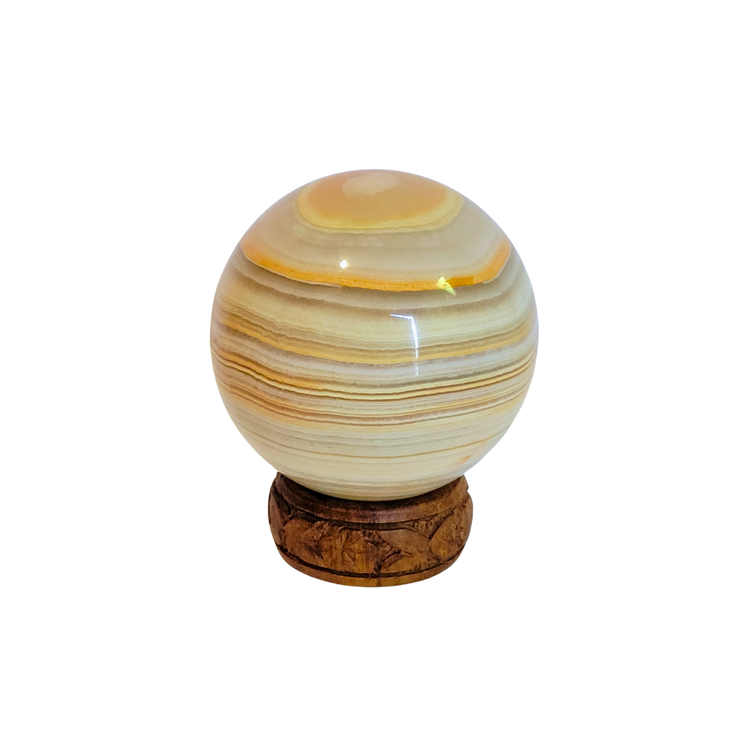 Onyx Sphere with Wooden Stand