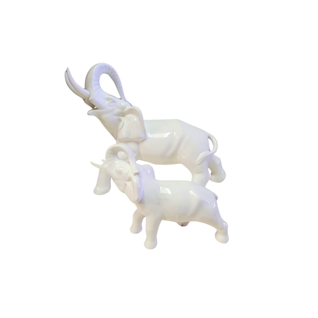 Set of 2 Ceramic Elephants