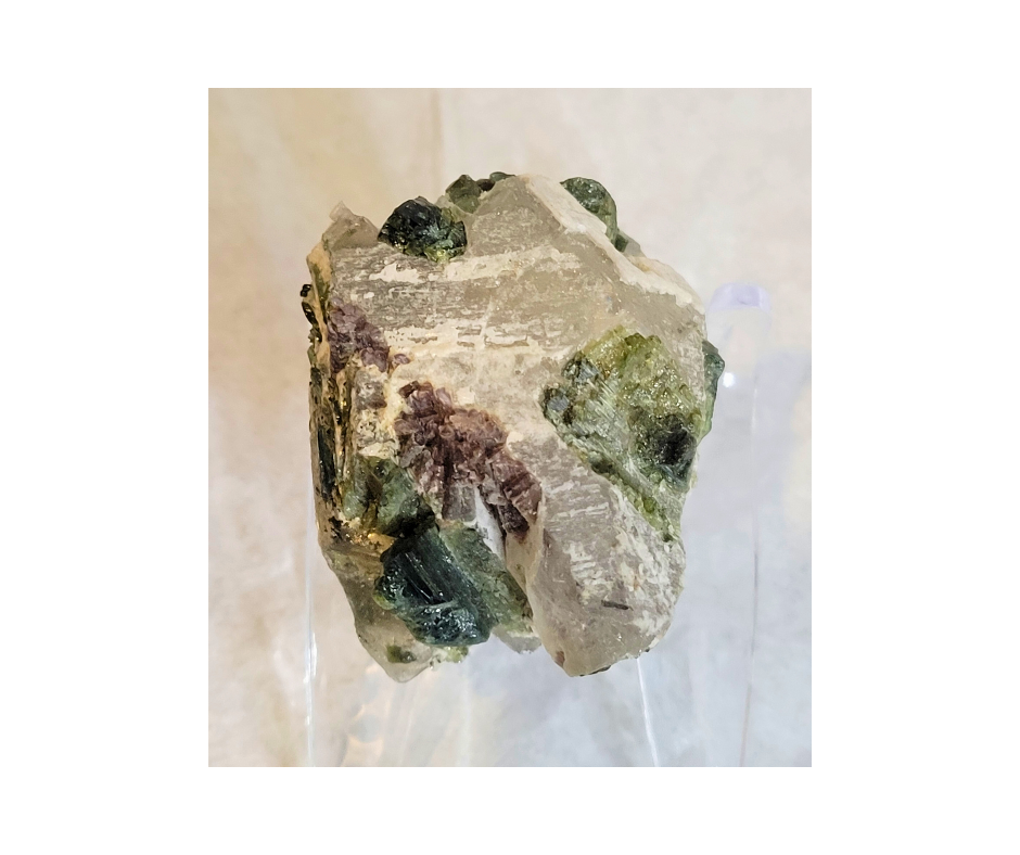 Green Tourmaline Specimen on Quartz