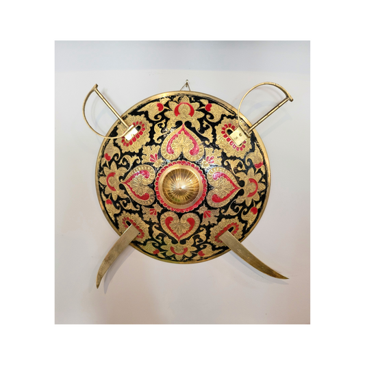 Decorative Brass Shield And Swords Set