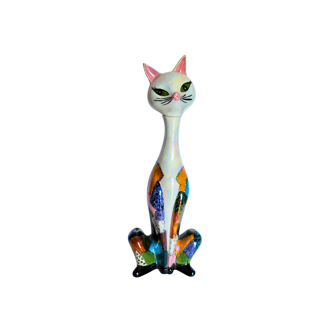 Beadwin Signed Ceramic Cat Figurine