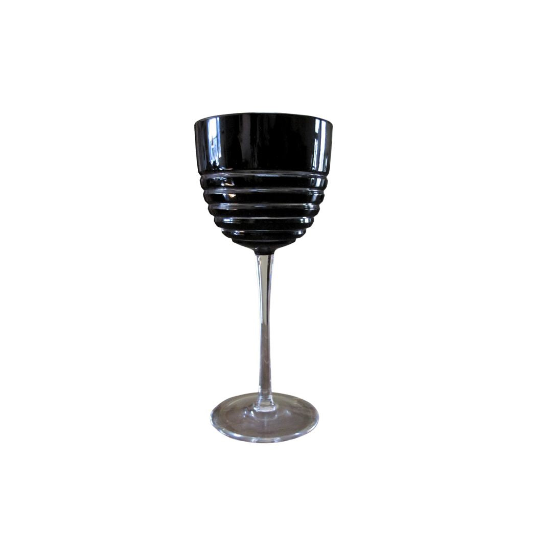 Pair of Black Crystal Wine Glass