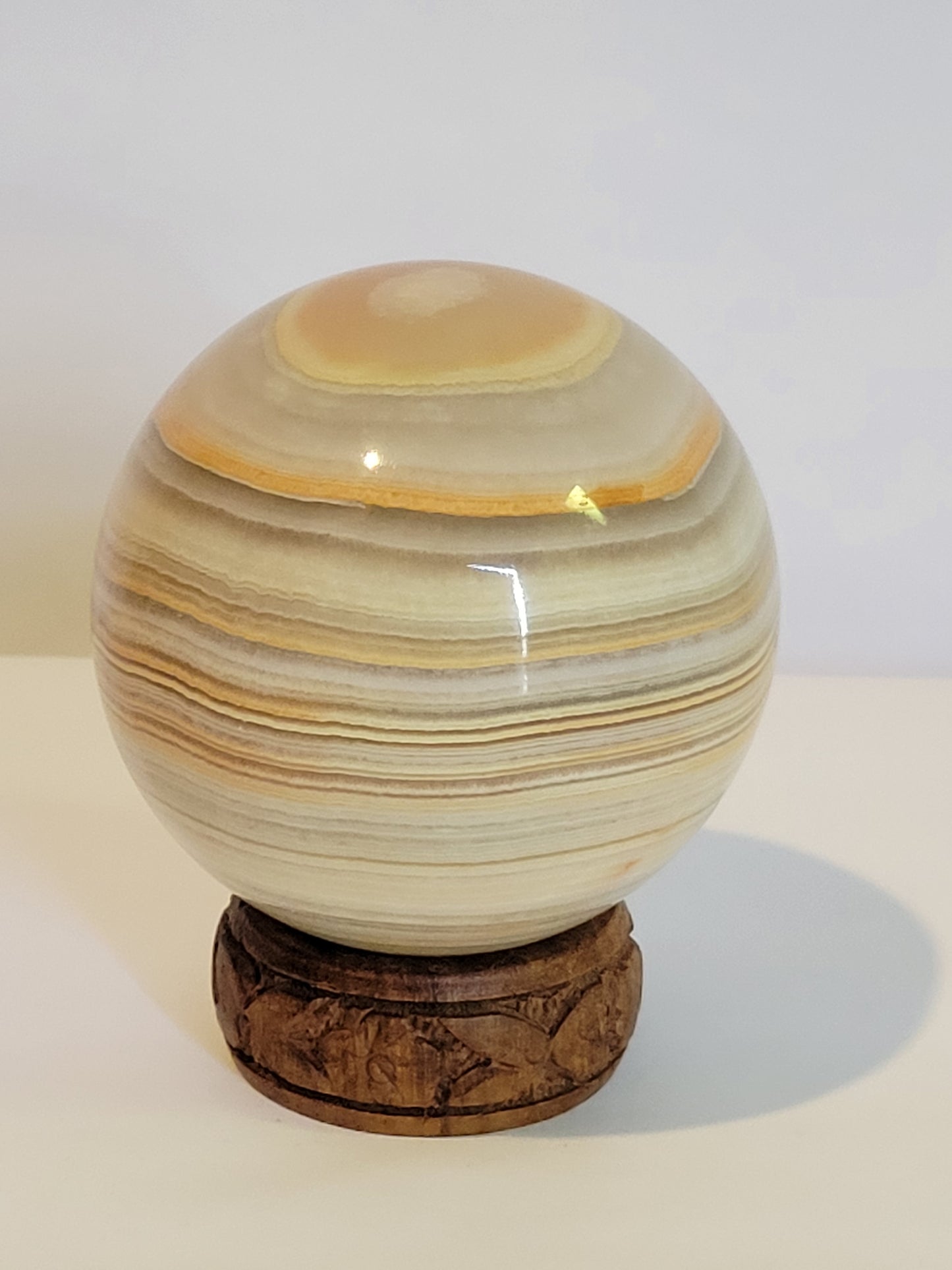 Onyx Sphere with Wooden Stand