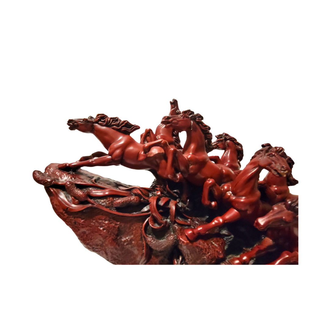 9 Galloping Wild Horses Red Resin