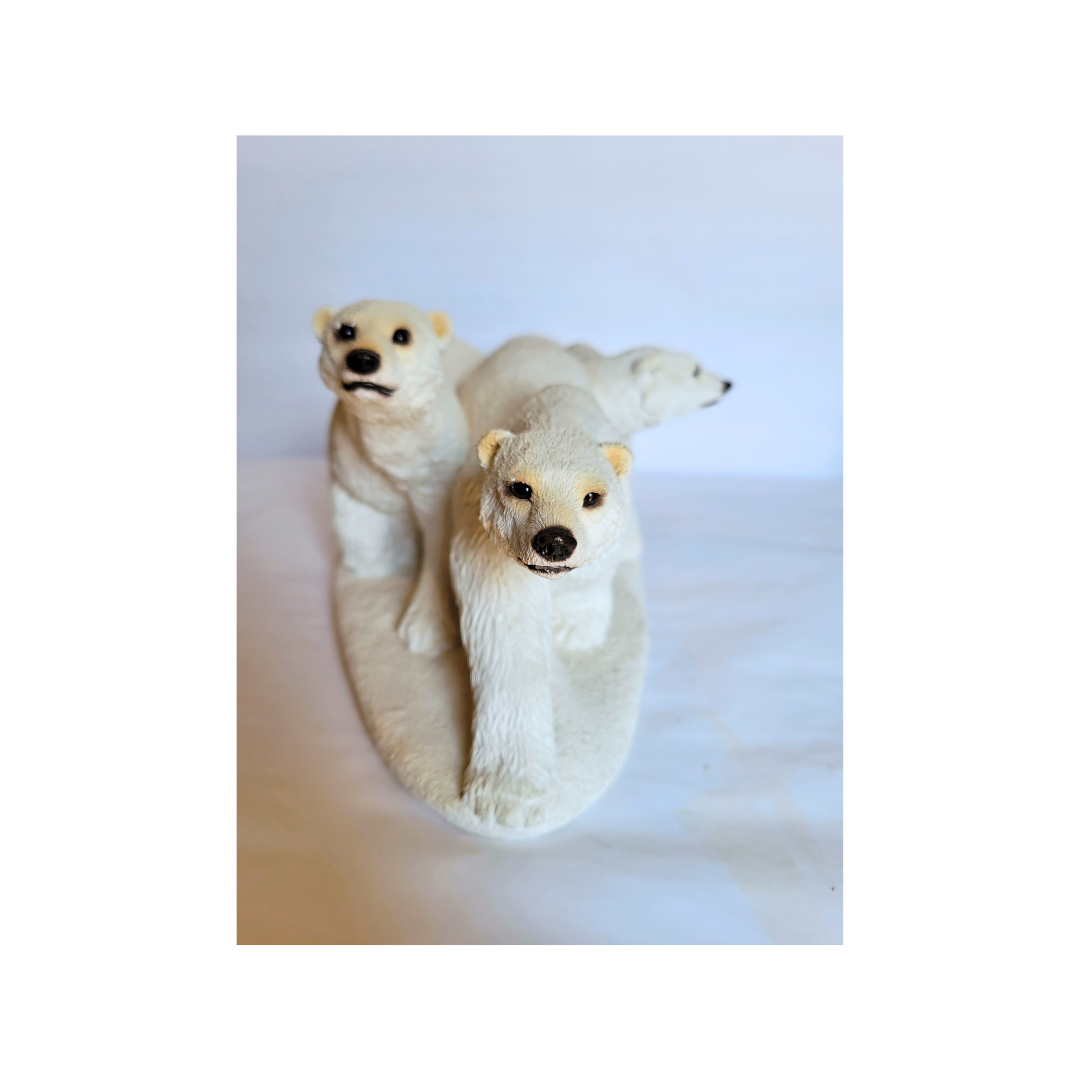 Triple Polar Bear Sculpture