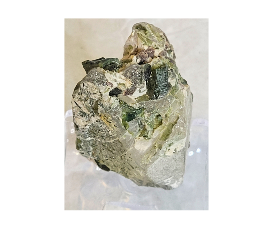 Green Tourmaline Specimen on Quartz