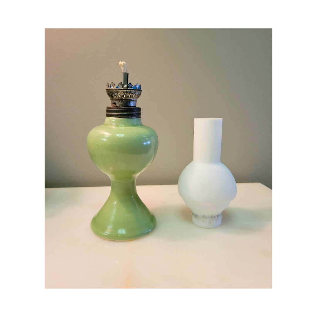 Antique Green Base Oil Lamp