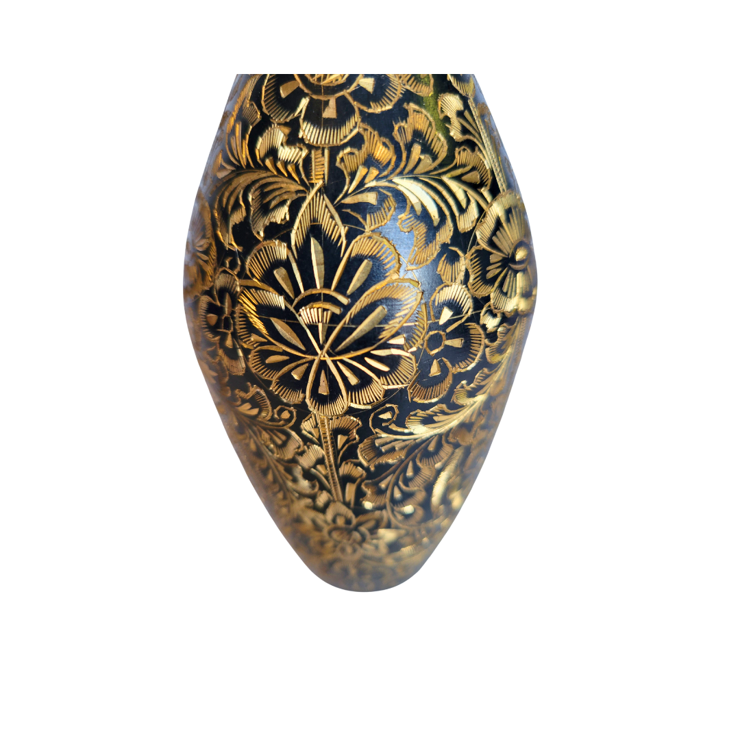 Brass Engraved Floral Vase