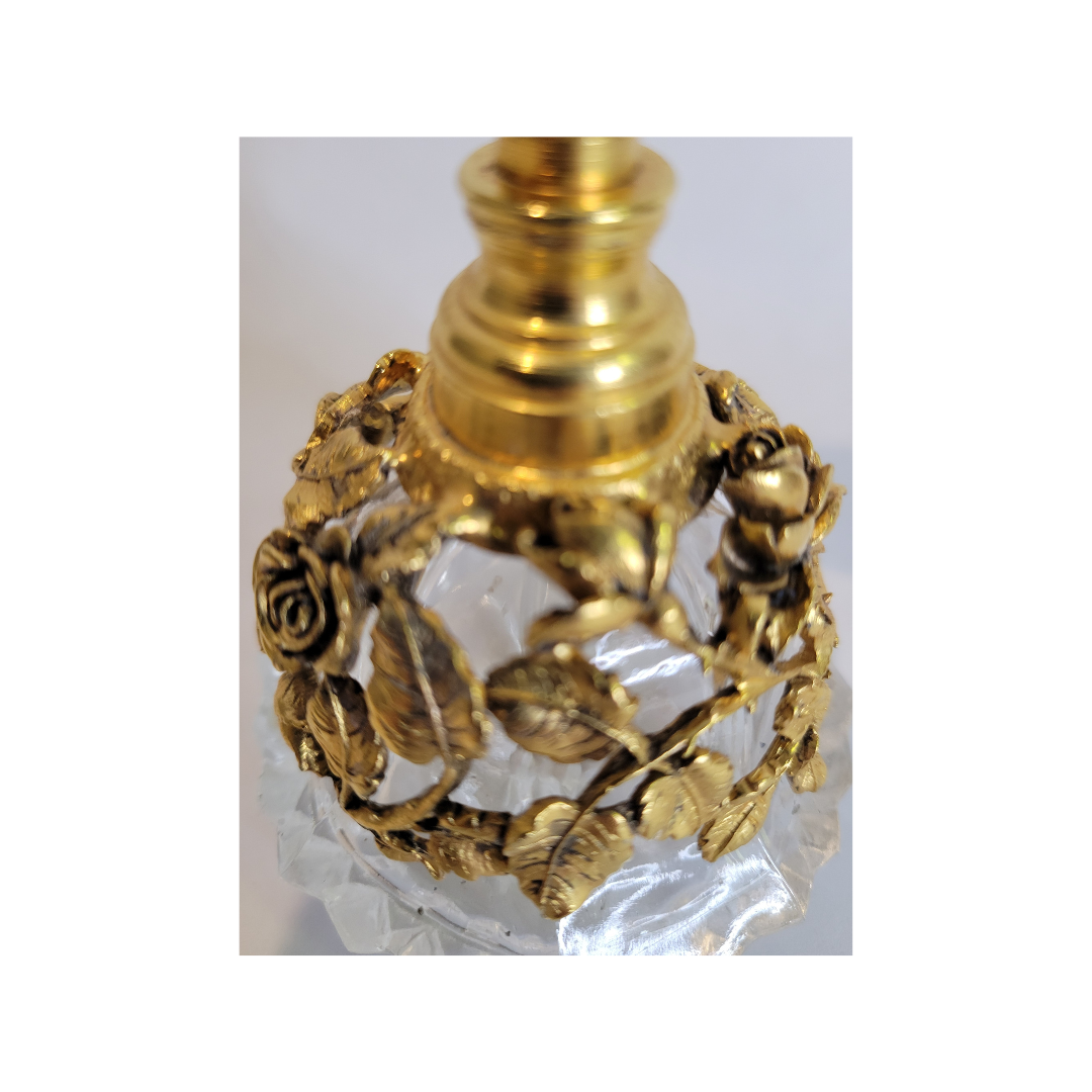 Vintage Ornate Brass and Glass Perfume Bottle