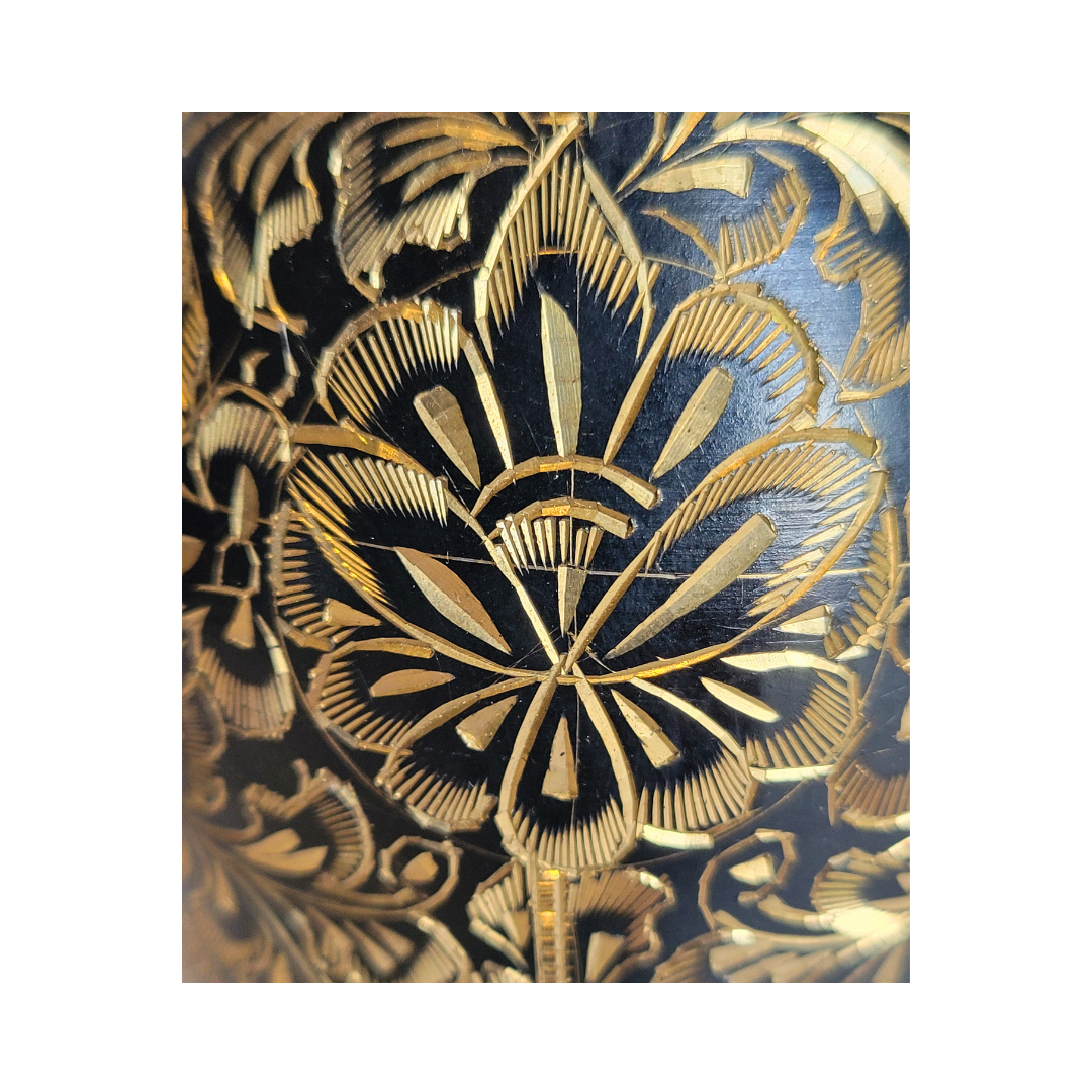 Brass Engraved Floral Vase