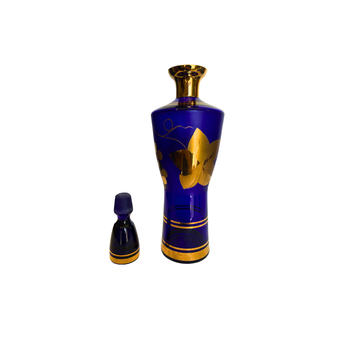 Cobalt Blue Crystal Decanter and Glasses