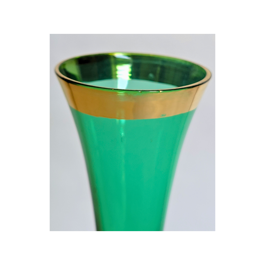 Gold Floral Accent Green Vase