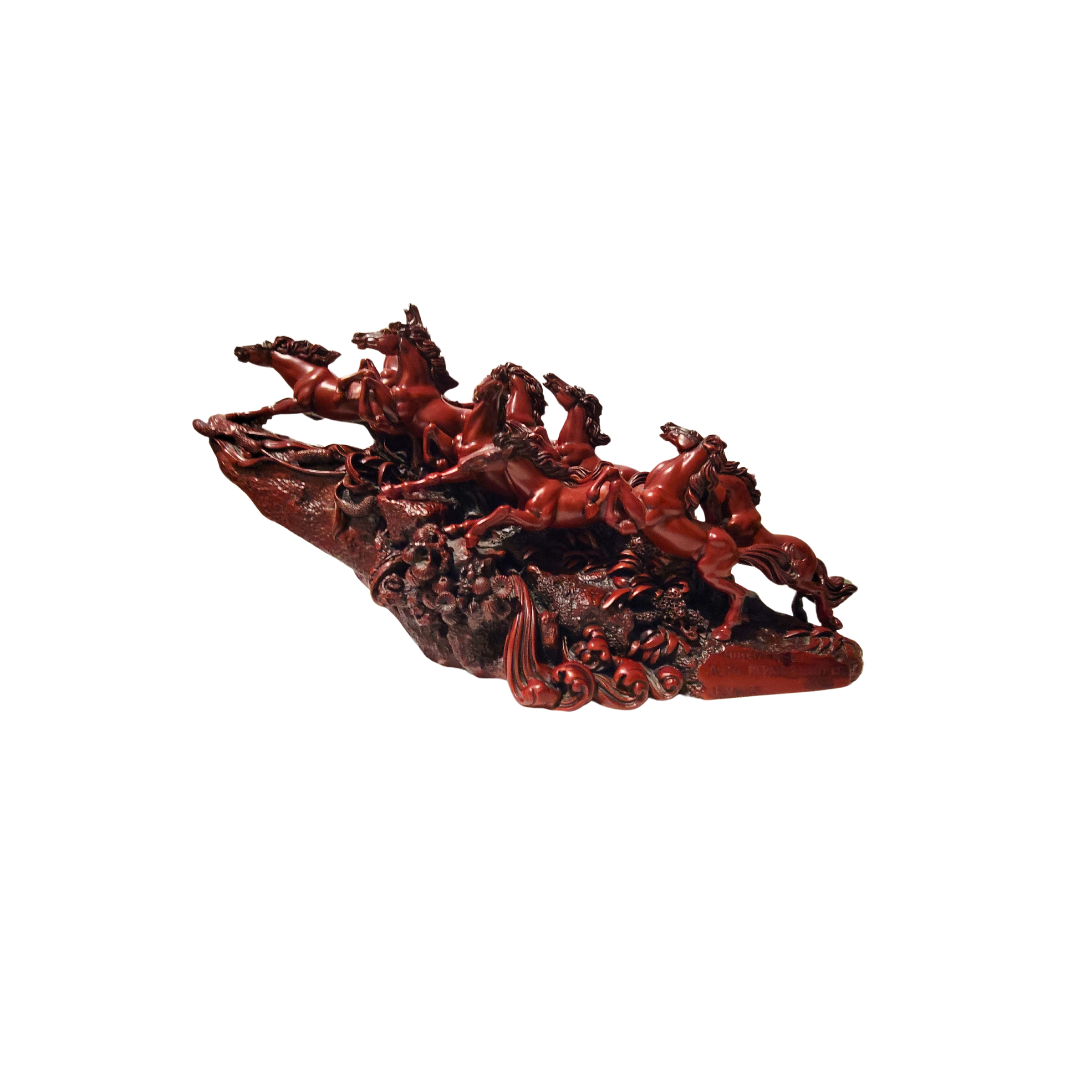 9 Galloping Wild Horses Red Resin