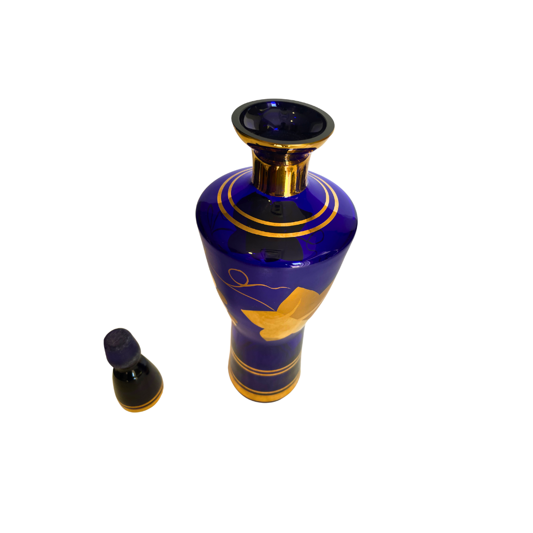 Cobalt Blue Crystal Decanter and Glasses