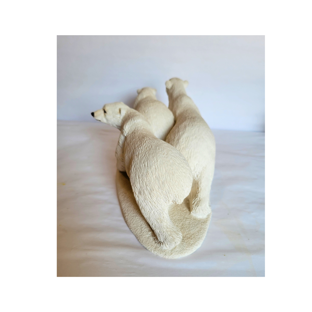 Triple Polar Bear Sculpture