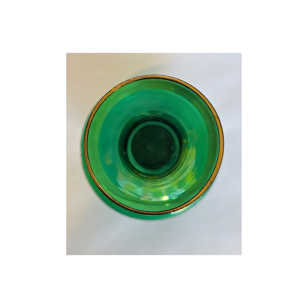 Gold Floral Accent Green Vase