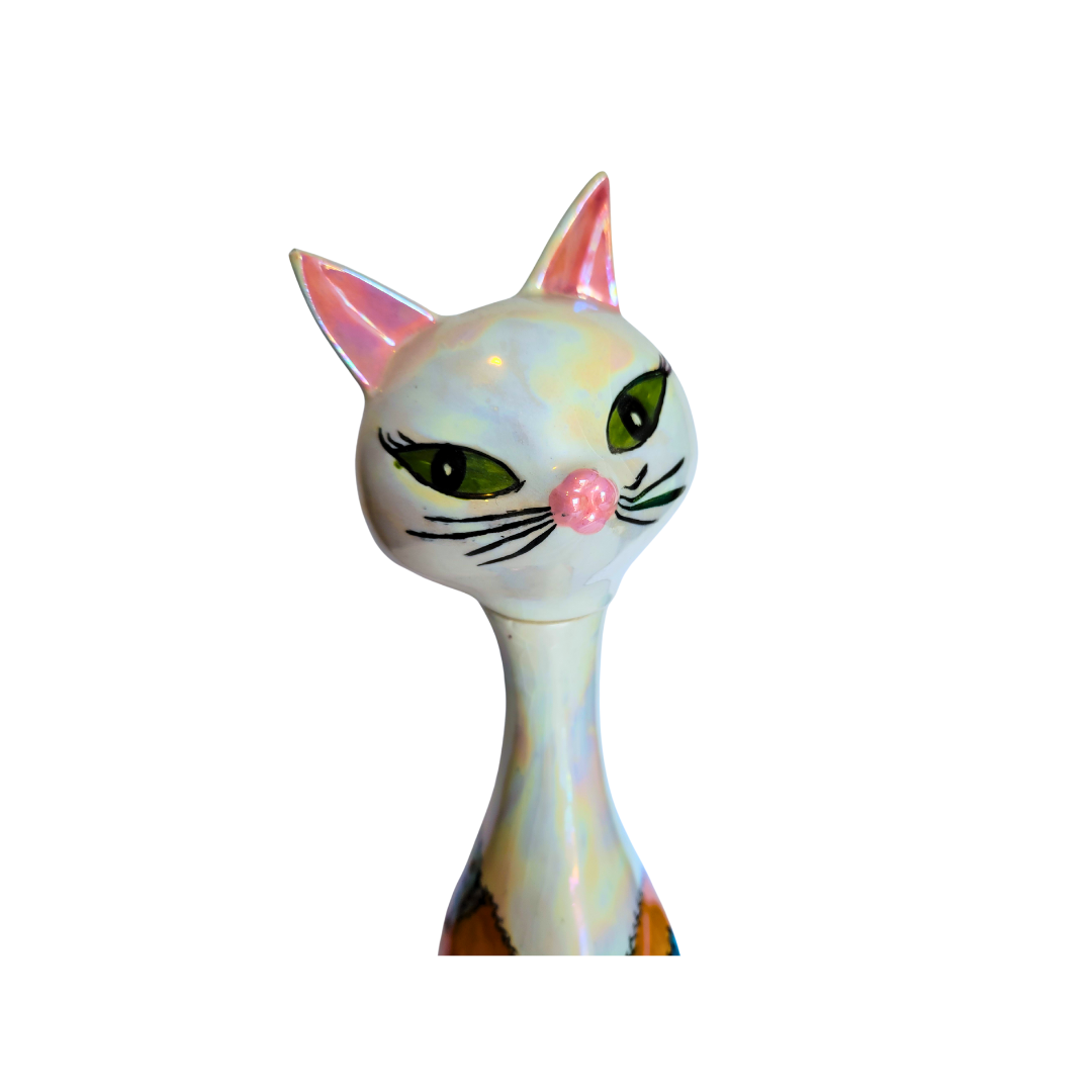 Beadwin Signed Ceramic Cat Figurine