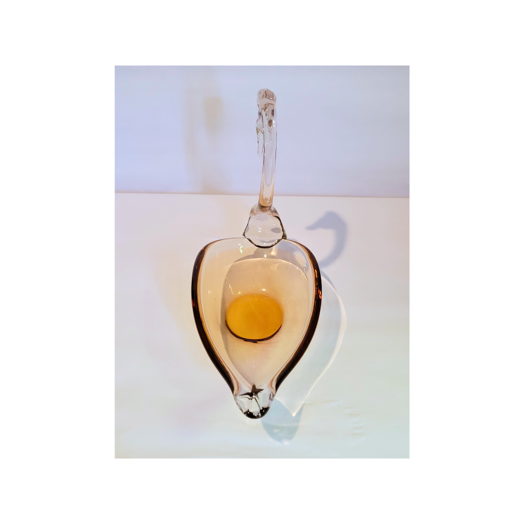 Hand-Blown Amber Glass Swan