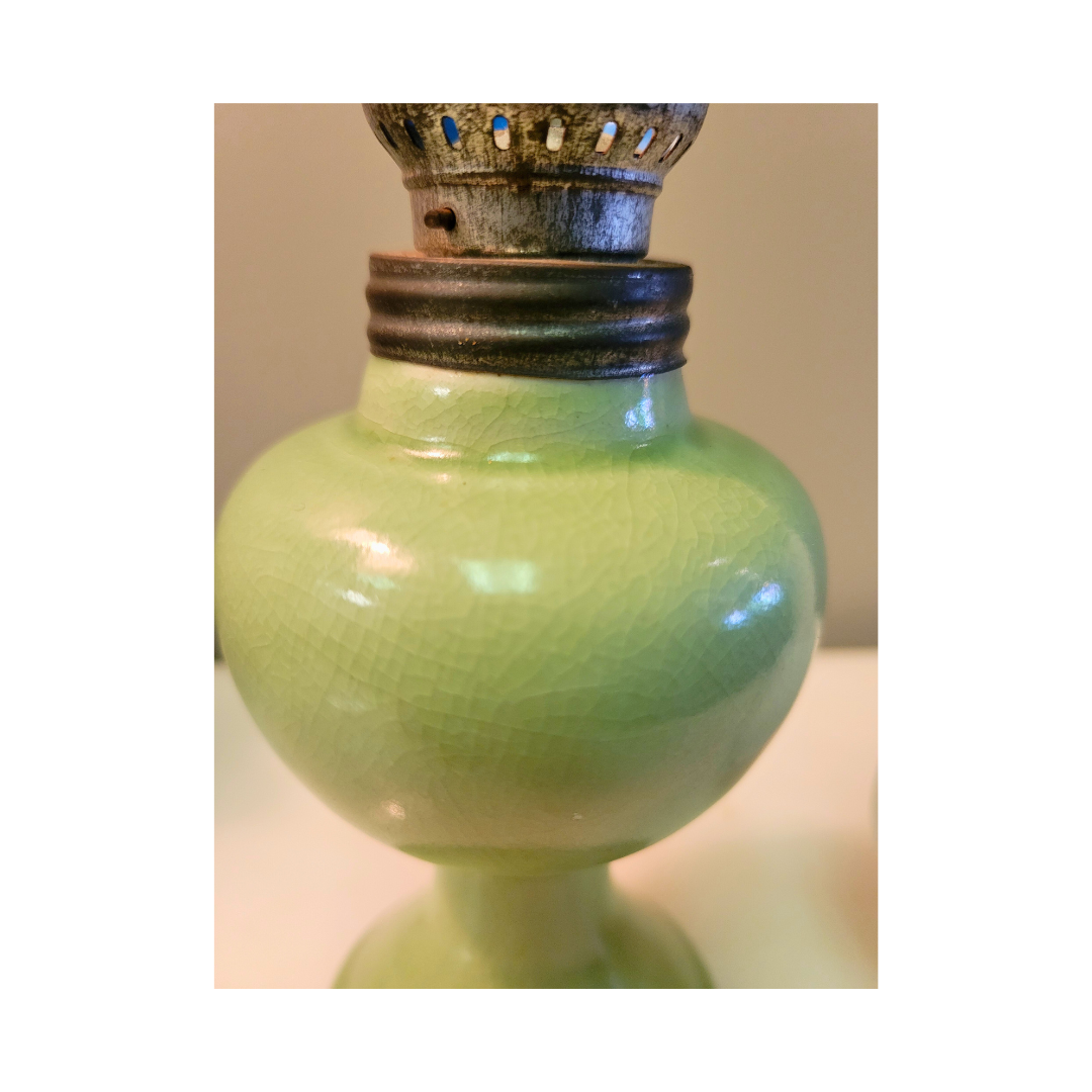 Antique Green Base Oil Lamp