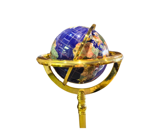 Fine Gemstone & Brass Standing Globe