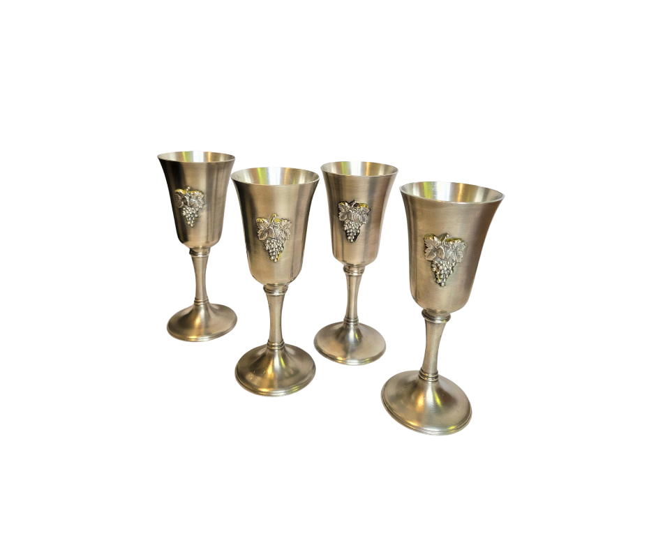 Vintage Tin Wine Goblet Set (4)