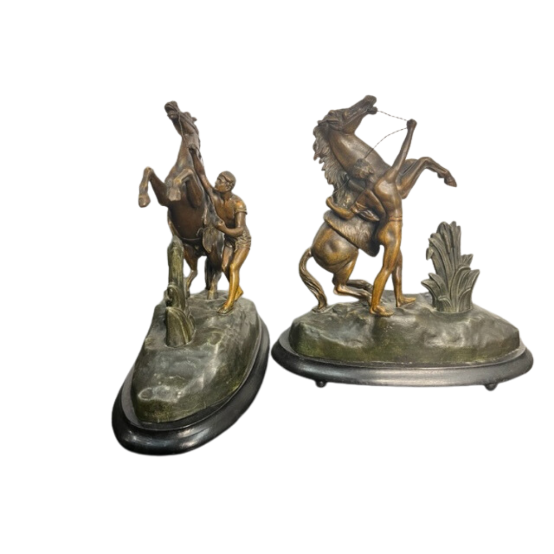 Antique French Spelter "Marley Statues"