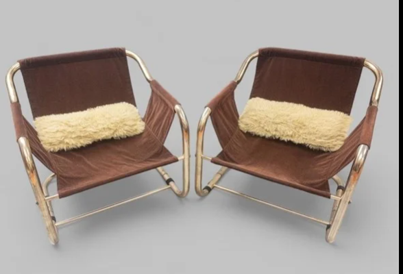 Pair of Vintage Tubular Sling Chair